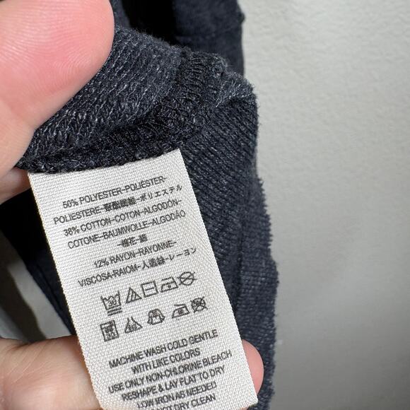 We The Free People Large Sweater Gray Cotton Blend Split Back Turtleneck - Picture 9 of 10